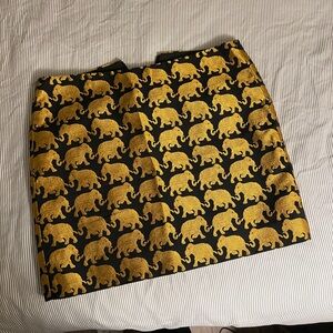 J. Crew Black and Gold Elephant Print Mini Skirt